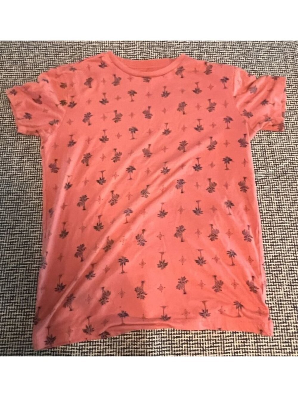 Aeropostale Palm Tree Shirt Mens Small Coral All Over Print Tropical Tee 1065